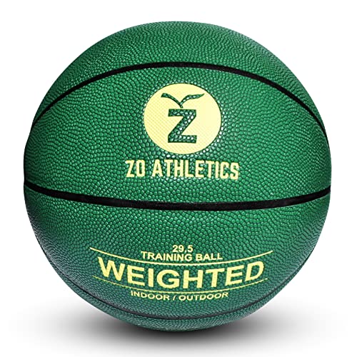 Zo Athletics Weighted Basketball - Workout Included on the 3lb Size 7 Heavy Basketball for Training and Dribbling Drills - Basketball Training Equipment for Teen Boys and Girls﻿ Basketballs - color: Boston Green