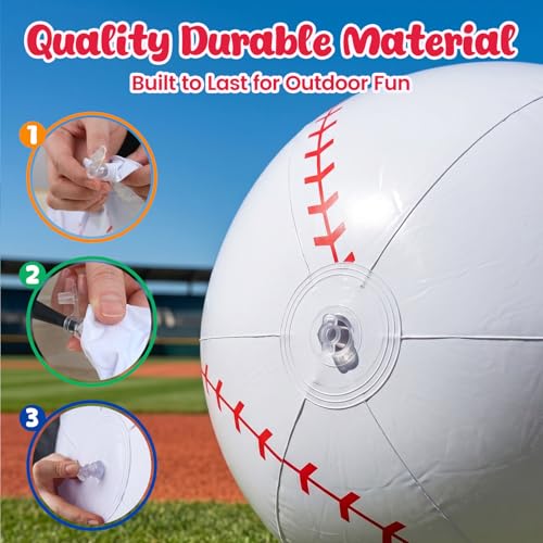 Shindel Inflatable Baseball 27-inch, Giant Inflatable Ball for Baseball Themed Party Decorations & Birthday Decor, Pool Beach Ball Toys for Kids - style: Pool Baseball Toy