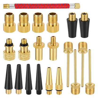 Styquenzer 21 Pcs Presta to Schrader Valve Adapter, Schrader Valve Adapter Ball Needles for Air Pump Bike Tire Pump Accessories Fit for Gym Equipment Ball Tire