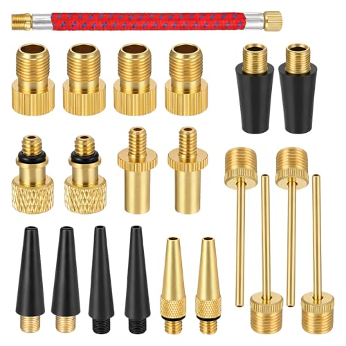 Styquenzer 21 Pcs Presta to Schrader Valve Adapter, Schrader Valve Adapter Ball Needles for Air Pump Bike Tire Pump Accessories Fit for Gym Equipment Ball Tire