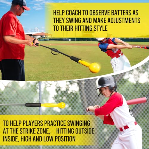 Baseball/Softball Hitting Stick with Dual-Size Ball Head, 54" Detachable Baseball Hitting Stick Practice Swing,Hitting,Batting,Portable Swing Trainer Great for One-On-One Coaching Training Equipment