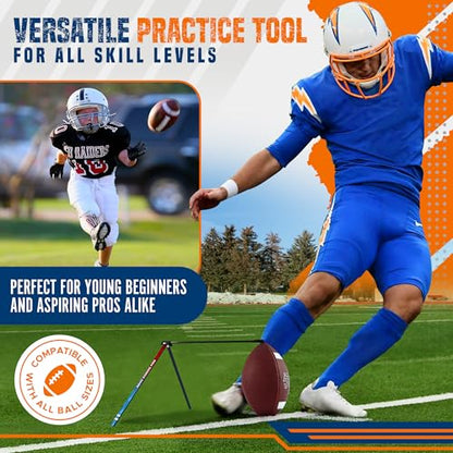 True Strike Pro Football Kicking Tee - Ultimate Football Tee Compatible with All Ball Sizes, Bonus Goal Kicking Tracker, Field Goal Football Holder
