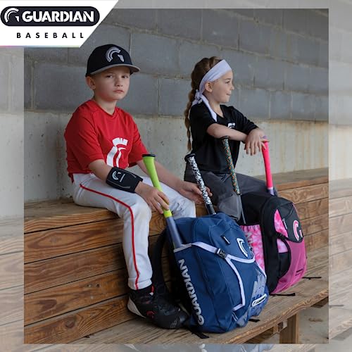 Guardian Baseball Backpack for Youth, Softball Bag for Girls, Durable Bat Bags Baseball Youth Boys and Girls, TBall Bag – Includes Hook to Hang on Fence - color: Navy/White