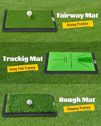 High-Precision Golf Hitting Mat – Practice Mat with Swing Path Feedback & Impact Detection – Indoor/Outdoor Use – Golf Swing Trainer for Home Training – Gift for Golfers, Beginners & Pros - style: 3-in-1 Golf Hitting Mat