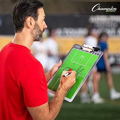 Champion Sports Large & XL Dry Erase Board For Coaching - Whiteboards for Strategizing, Techniques, Plays - 2-Sided Boards with Front Side Full Field - Backside Half Field and Lineup - color: Lacrosse, style: Standard Coaches Board