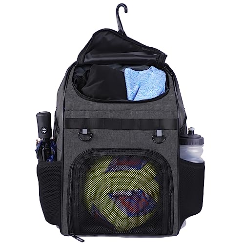 CapsLock Youth Soccer Bag - Boys Girls Soccer Backpack & Bags for Basketball, Volleyball & Football | Includes Separate Cleat and Ball Compartment, and Convenient Fence Hook.