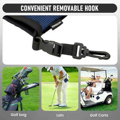 Golf Club and Golf Ball Cleaning Bag - Cleans Club Grooves, Golf Bag Accessories,Waterproof Clean Face Tech, Detachable Clip, Machine Washable,Golfer Gifts for Men(1-Pack,Dark Blue) - color: DARK BLUE
