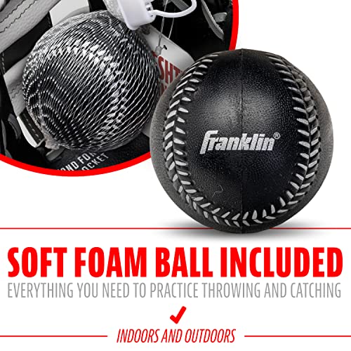Franklin Sports Kids Baseball Glove + Foam Ball Sets - Meshtek Youth Teeball Gloves for Kids + Toddlers - Left + Right Hand Throw - 9.5" Inch - color: Black/Graphite/White