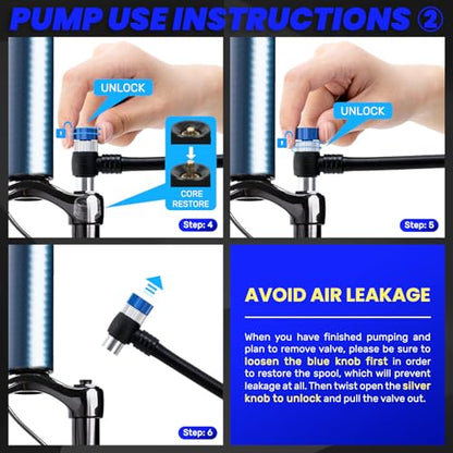 High Pressure Shock Pump: Bike Shock Air Pump with Gauge 400 PSI for Fork and Rear Bicycle Suspension,Mini Mountain Bicycle Pump Fits Schrader Valve