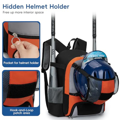 KAVIGOR 2026 Youth Baseball & Softball Bag | Ultra-Light Tball Backpack with Shoe Compartment & Helmet Holder | Skin-Soft Fabric - color: Space Black