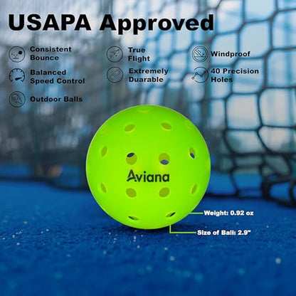 Pickleball Balls 40 Holes, Premium Outdoor Pickleball Balls | USAPA Approved Tournament and Competition Ball | Consistent Bounce, Suitable for All Competition - Neon