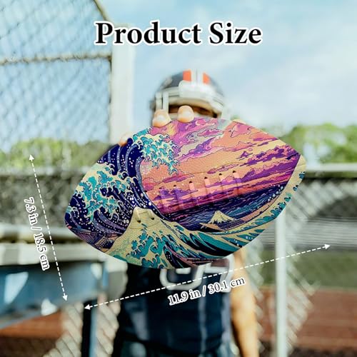 American Football, Official Size 11.9 x 7.3 Inch, Premium Composite Leather High-Grip Ball with Pro-Style Lacing, Unique Prints for Training, Games & Gifts - color: Sea Wave