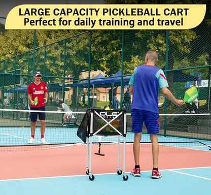 Pickleball Hopper Cart,Tennis Balls Hopper,Can Holds 180 Pickleballs or 210 Tennis Balls,Lightweight Ball Cart with Wheels,Pickle Ball Equipment,Ball Caddy for Training Travel