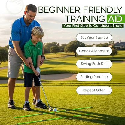 Collapsible Golf Alignment Sticks | 48 Inches Golf Trainer Stick Set for Aiming/Putting/Posturing | Fiberglass Rods for Practice | Portable Super Stroke Alignment Sticks with PVC Tube Case