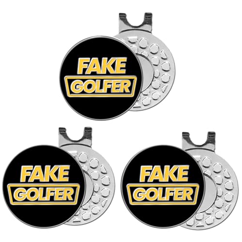 FINGER TEN Golf Ball Marker with Hat Clip or Marker Only, Metal Golf Ball Markers Assorted Designs for Putting Green, Portable Golf Accessories for Men Women - color: 3 Fake Golfer