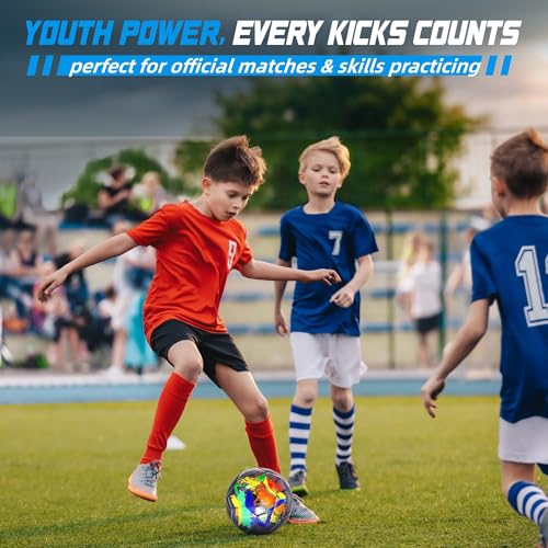 Size 4 Soccer Ball, Durable Long-Lasting Construction Soccer Balls for Kids Teens Boys Girls Youth Soccer Players Skill Practicing Training Gifts