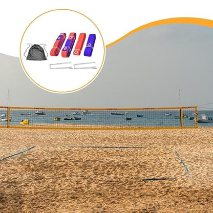 4X Beach Volleyball Lines Boundary Lines Game with Ground Anchors Training Practical Volleyball Court Boundary Cords for Park, Red Blue