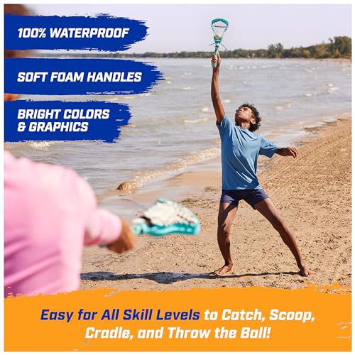 SwimWays Hydro Lacrosse, Waterproof Lacrosse Set, Outdoor Games for Adults and Kids, Sports Equipment, Pool Party Games and Toys, Blue - color: Blue (New Version)
