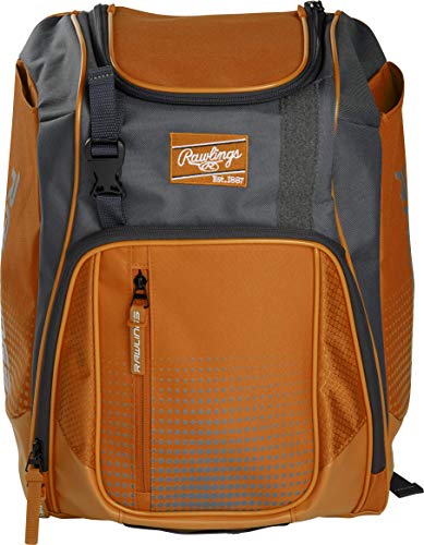 Rawlings | FRANCHISE Backpack Equipment Bag | Baseball/Softball | Rec/Travel | Multiple Styles - color: Orange/Black