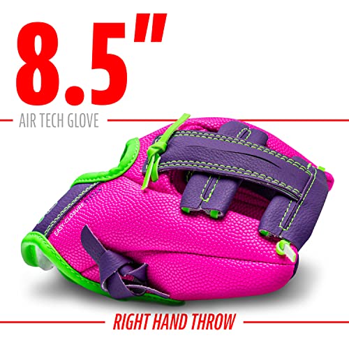 Franklin Sports Air Tech Baseball Glove with Ball - Tee Ball - Soft Air Tech Foam - color: Pink/Purple, size: 8.5"