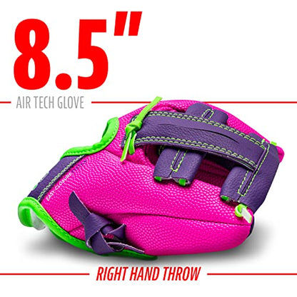 Franklin Sports Air Tech Baseball Glove with Ball - Tee Ball - Soft Air Tech Foam - color: Pink/Purple, size: 8.5"
