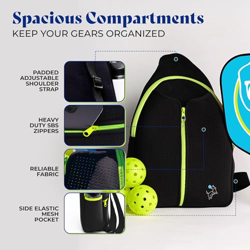 Swinton Pickleball Bag for Women and Men – Stylish Pickleball Backpack | Lightweight, Water-Resistant Pickleball Paddle Bag | Unisex Pickleball Bags with Space for Paddles, Balls & Accessories - color: Black