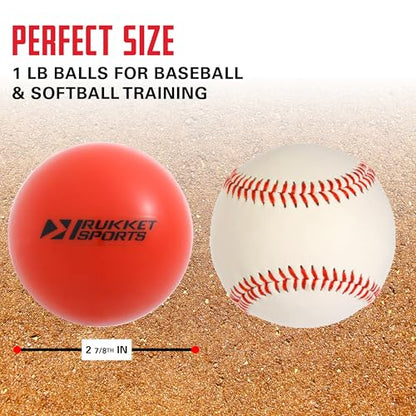 Rukket 9pk Weighted Baseballs/Softballs | Heavy Balls for Hitting, Batting, Pitching Practice (1lb. /16oz. 3” Diameter)
