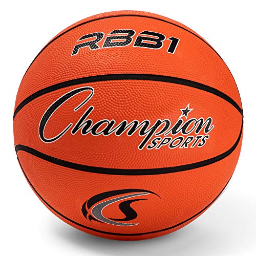 Champion Sports Rubber Basketballs – Durable Indoor & Outdoor Training & Recreational Game Balls, Multiple Sizes & Colors - color: Orange, style: Official (Size 7 - 29.5")