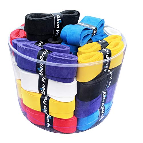 ALIEN PROS Tennis Racket Grip Tape - Precut and Dry Feel Tennis Grip - Tennis Overgrip Grip Tape Tennis Racket - Wrap Your Racquet for High Performance - color: 60-Pack Mix