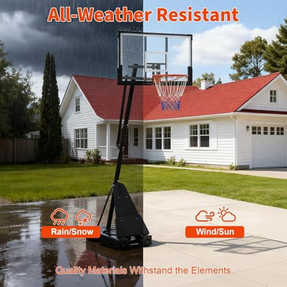Basketball Hoop Outdoor 33/44/48 Inch Shatterproof PC Backboard, 4.92-10FT Stepless Adjustable Height, Portable Basketball Hoop with Wheels for Backyard, Driveway and Court - size: 44 Inch Backboard