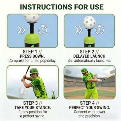 Smartway Pop-Up Baseball Trainer & Mini Baseball Popper – Batting Machine for Perfect Swings, Hitting Practice Equipment Without a Pitcher (6 Balls Included)