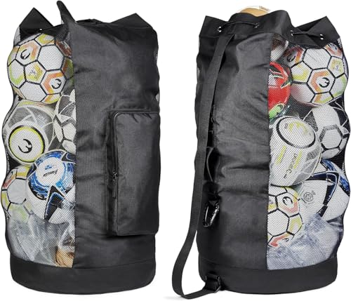 Soccer Ball Bag – Gagasport XL Mesh Bag Holds 13 Soccer or 10 Basketballs – Heavy Duty, Water-Resistant, Adjustable Backpack Straps – For Coaches, Teams, Football Gear & Equipment