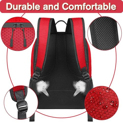 YOREPEK Soccer Backpack,Soccer Bag with Ball Holder, Water resistant Sport Equipment Bags Fit Basketball Volleyball Football - color: Red