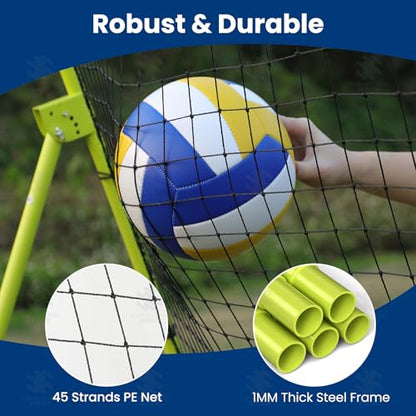 7x4 FT Volleyball Rebounder Net, Lacrosse Rebounder,5-Angle Adjustable Rebounder Net,for Setting, Spiking, Serving– Durable & Portable with Travel Bag(Green)