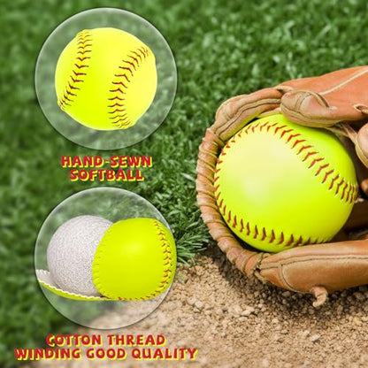 11 Inch Bucket of 16 Softballs - Training Fastpitch Softballs for Girls - Solid Cork Center - Premium Durability
