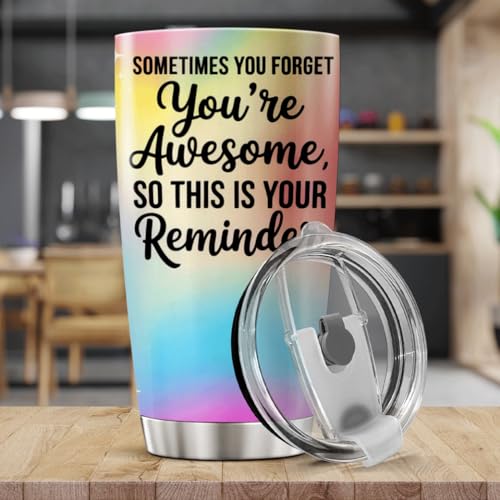 CUBICER Inspirational Quote Sometimes You Forget You'Re Awesome So This Is Your Reminder Design Stainless Steel 20 Oz Tumbler For Women Friends Coworkers Motivation Gift - color: Motivational Quote F4