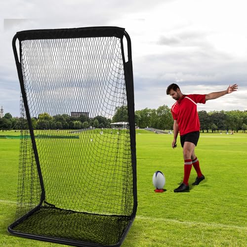 MorningRo Football Kicking Cage Net 7 x 3.2 or 8 x 3 x 4 ft Portable Football Throwing Net Powder Coated Steel Extra Deep Pocket for Punting Kicking Practice Train Equipment