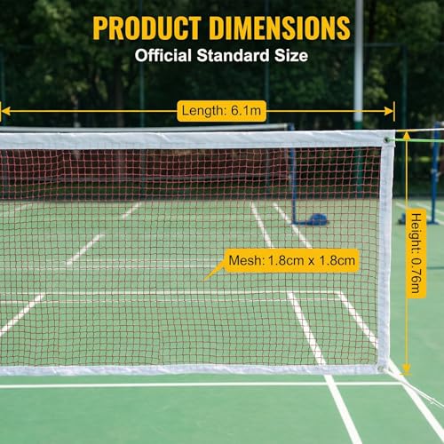 Badminton Net Replacement Only 20FT x 2.5FT – Outdoor Indoor Net with Reinforced Steel Cable, 1.8cm PE Mesh & 4 Tie Ropes, Portable Backyard Sports Net for Badminton, Volleyball & Pickleball
