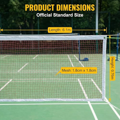 Badminton Net Replacement Only 20FT x 2.5FT – Outdoor Indoor Net with Reinforced Steel Cable, 1.8cm PE Mesh & 4 Tie Ropes, Portable Backyard Sports Net for Badminton, Volleyball & Pickleball