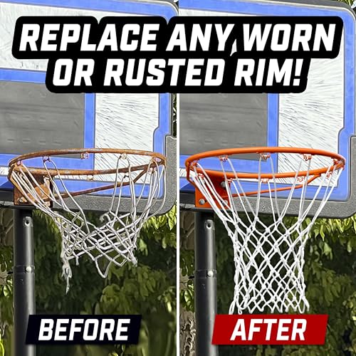 GoSports Regulation 18" Steel Basketball Rim - Choose from Fixed or Breakaway - Use for Replacement or Garage Mount