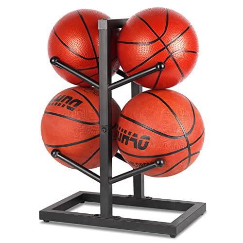 Basketball Organizers Metal Ball Storage Rack Sports Storage for Indoor Outdoor