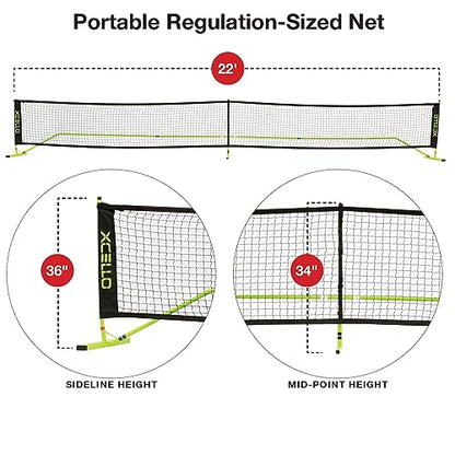 Xcello Sports Regulation Size Portable Pickleball Net System with Carry Bag