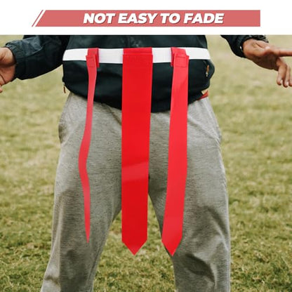 ibasenice Flag Football Belt 2pcs Set with Red and Yellow Flags, Reusable Adjustable Rugby Waist Belt for Youth Adults, Outdoor Football Training Gear and Game Supplies