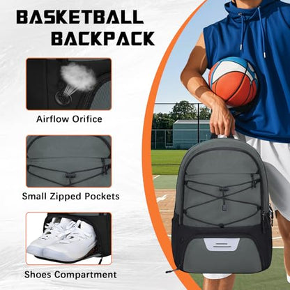 Goloni Soccer Backpack Bag with Separate Ball & Cleat Shoe Compartment,Sports Gym Backpack for Teen Girls Boys Men Women Kids - color: Dark Grey