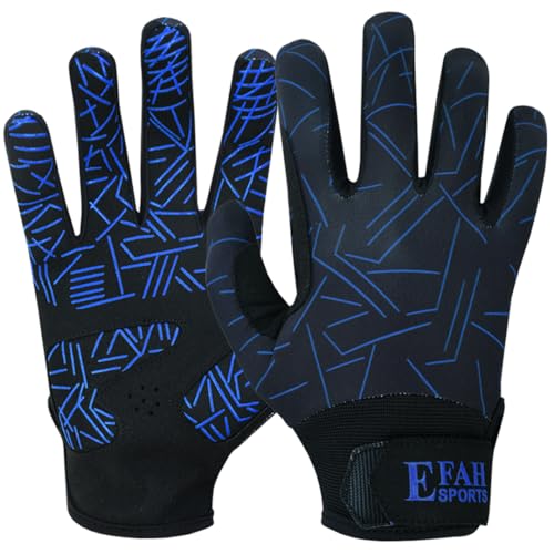 Baseball Batting Gloves for Youth Adult Mens Kids Boys Padded Comfortable Softball Batting Gloves with Super Grip Finger Fit Palms - color: BLUE, size: Adult X-Large