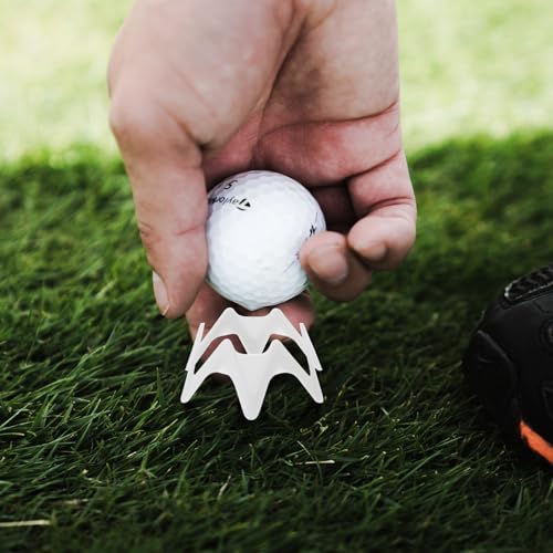 20pcs Golf Tees, Plastic Golf Simulator Tees Practice Golf Tees Indoor Outdoor White Rubber Golf Mat Tees Golf Training Accessories for Home Outside Winter Turf Driving Range (10 Tall + 10 Short)