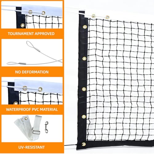 Professional Tennis Net 42ft x 3.5ft – Single Layer Heavy-Duty Court Replacement Net with 6mm Steel Cable & Complete Accessories | UV/Water-Resistant, Ideal for Court Contractors & Schools