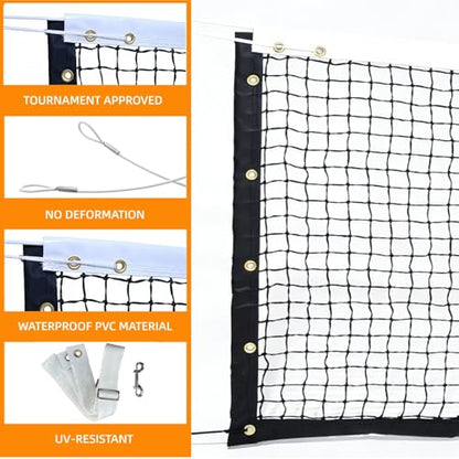 Professional Tennis Net 42ft x 3.5ft – Single Layer Heavy-Duty Court Replacement Net with 6mm Steel Cable & Complete Accessories | UV/Water-Resistant, Ideal for Court Contractors & Schools