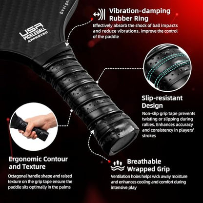 BAGAIL Badminton Net, Height Adjustable Kids Volleyball Net＋BAGAIL Pickleball Paddles, USAPA Approved Surface Pickleball Set, Lightweight Pickle Ball Rackets with 4 Balls, 1 Bag Black Save 20%