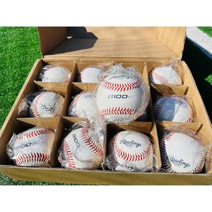 Rawlings | Practice Baseballs | R100-P or FSR100-P Baseballs | Collegiate, High School & Youth | Flat or Raised Seam Options - style: Raised Seam (High School / Youth)